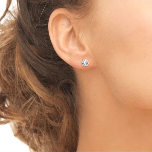 Sparkling White Topaz Solitaire Earrings - Picture 3 of 3